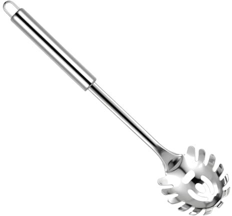 JIEYAO Cucchiaio per spaghetti, mestolo professionale in acciaio inox, con manico ergonomico, 30 cm, sospeso, perfetto per spaghetti Linguini e pasta