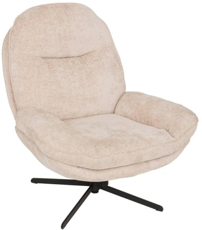 Atmosphera - Fauteuil Pivotant Stelan – Siège Confortable avec Assise Moelleuse – Revêtement Polyester – Pieds Acier Design – Couleur Argile
