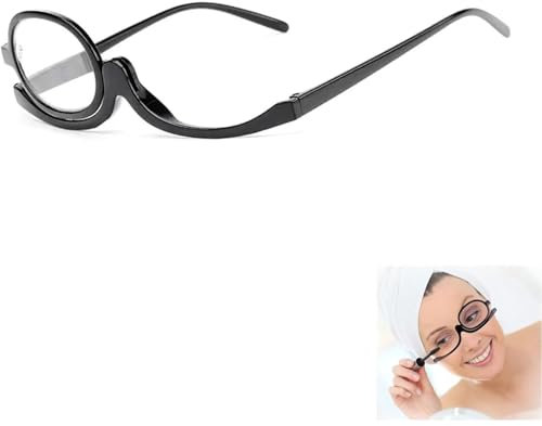 YXL Makeup Glasses with Flip Up Lens, Cosmetic Folding Eyeglasses Tools, Single Lens Rotating Magnifying Makeup Reading Glasses