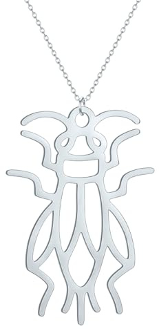 Chereda Cricket Pendant Necklace for Women Men Stainless Steel Minimalist Insect Necklace Jewelry Gift