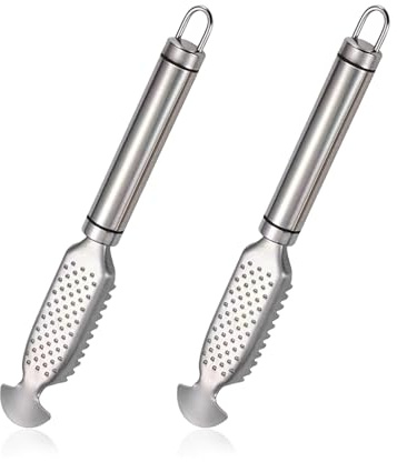 Xanadued 2 Pack Fish Scales Scraping Tool,Multifunction Stainless Steel Fish Scaler Remover, Kitchen Tools Scale-scraping Crafts for Home Market Restaurant