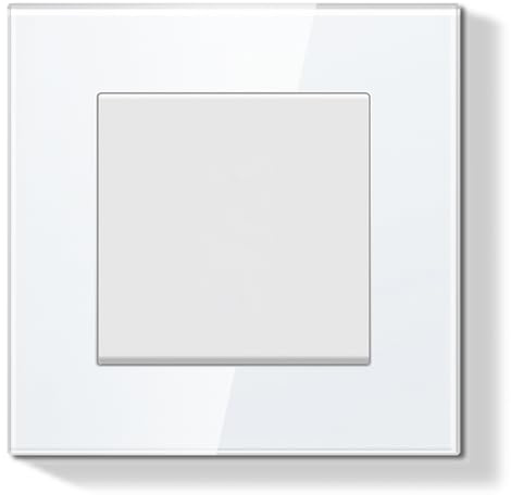 BSEEDLIFE Interruttore della luce da incasso 1-Fach 1-Weg, 86 * 86mm, interruttore a bilanciere con funzione di reset, moderno interruttore a parete con cornice in vetro, montaggio semplice (morsetti