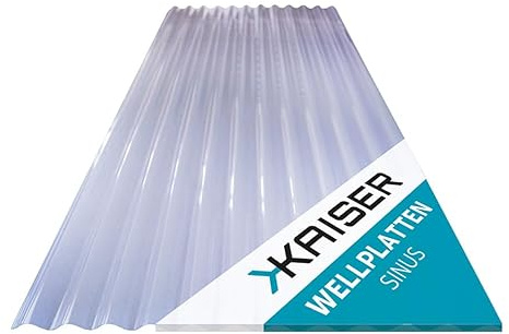 KAISER plastic® Wellplatten Klar | Wellplatten Dach, Welldach Kunststoff | Dachplatten wetterfest | Überdachung | Sinus 76/18 – 90 x 300 cm | 10 Stk.