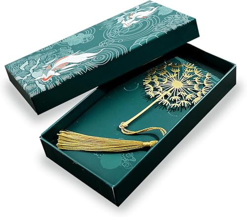 1 Marque-Page Métal Pissenlit en Boîte Cadeau, pour Lecteurs, Accessoire | Marque-Page Esthétique Personnalisé Marque-Page Étanche Livre Élégant et Original – Pratique pour un usage quotidien.