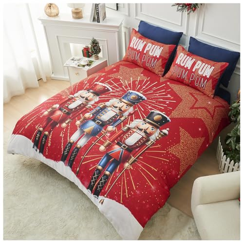 GC GAVENO CAVAILIA Santa Cloak Xmas Duvet Cover - Festive Christmas Double Bedding Set with Pillowcases - Soft Hypoallergenic Polyester Quilt Cover Bed Set (200x200 cm) - Easy Care Winter Bed Linen