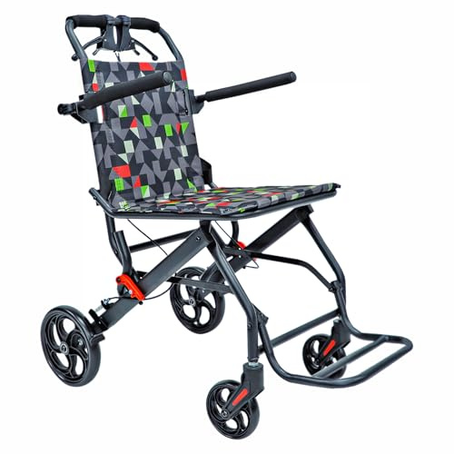 InyanPower Leichter Transportrollstuhl Faltbar (7,5kg) – Schmaler Reiserollstuhl aus Aluminium mit Handbremse – 39cm Sitzbreite für Zierliche Personen & Enge Türen, Kompakt & Mobil, bis 100kg(IN-A068)