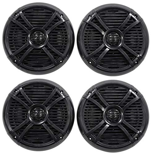 Rockville RMSTS80B 8-in 2-Way Marine Speakers: (4) Waterproof 1000-Watt Peak / 500-Watt RMS System, Black, 2-Pairs