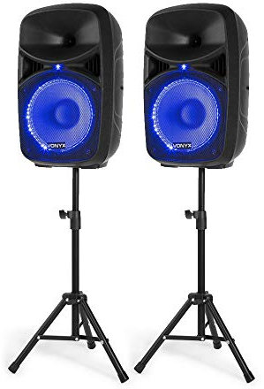 Vonyx VPS10 Karaoke Speaker System with Bluetooth, USB/SD Player, LED Lights, Microphone and Stands – 600W Active PA Set for Home Singing, Parties & Events