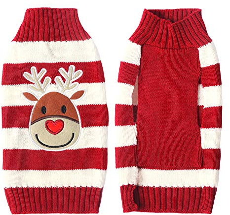 TENGZHI Pet Dog Christmas Sweater,Embroidered Reindeer Elf Clown Turtleneck Dog Ugly Sweaters christmas jumper For Small Medium Large Dogs,Knitwear Winter WarmPuppy Cat Xmas Clothes Costume