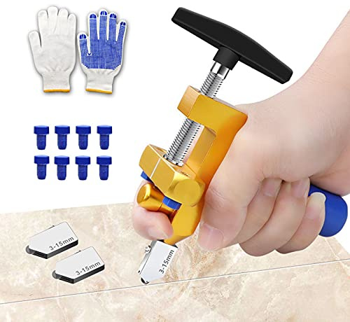 Manual Tile Cutter, 2 in 1 Glass Tile Cutter Hand Tool with Glass Breaking Pliers, Mirror Cutting Kit with 3 Tungsten Steel Blade for Home DIY Cutting Glass, Mirror, Ceramic Tile, Glazed Tiles