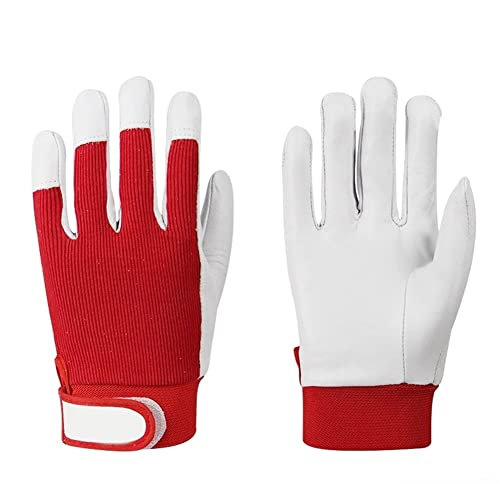 Gants de soudage, Gants de Soudeur en Peau de Mouton Fendue Rouge de sécurité pour Hommes pour soudage à l'arc, Tig, bâton, Mig, Rouge et Blanc,Rouge,2Pair