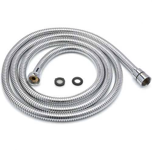 H&S Tubo Doccia Flessibile 2 m - Tubo di Ricambio Universale per Doccia - Flessibile Doccia in Acciaio Inox - Antipiega ad Alta Pressione con Finitura Cromata