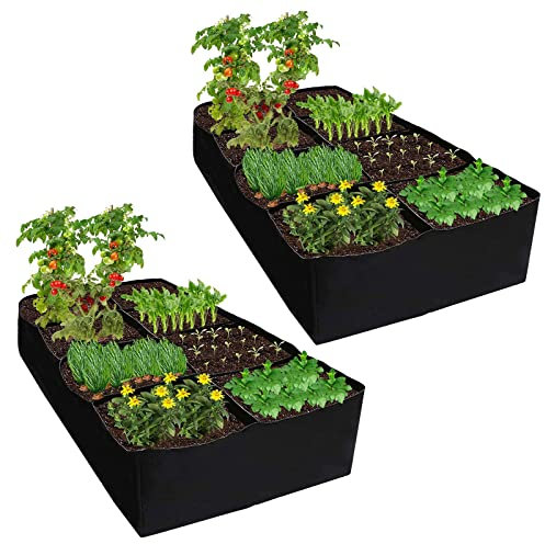 Plant Grow Bags Fabric Raised Beds for Garden,8 Compartments Planting Bags Extra Large Fabric Raised Bed Garden Plant Flower Grow Bag,3ft X 6ft Grow Bags for Soil & Root Vegetables Potato Tomato