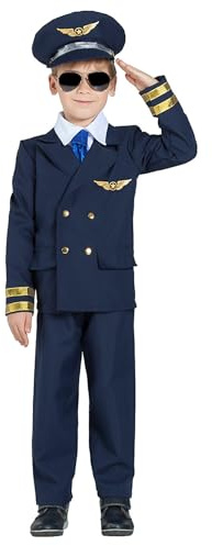 Boland - Children's Pilot Costume, 5 Pieces, Fancy Dress Costume for Theme Party, Halloween or Carnival, Flight Captain