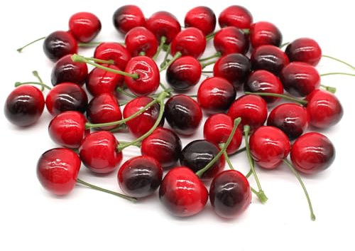 JDBlissful 40PCS Fake Cherrys, Simulation Fruit Props for Photography, Display, Artificial Fruits Realistic Looking, Cherrys Fake Fruit Decoration for Home Kitchen Party Decoration Artificial Lifelike