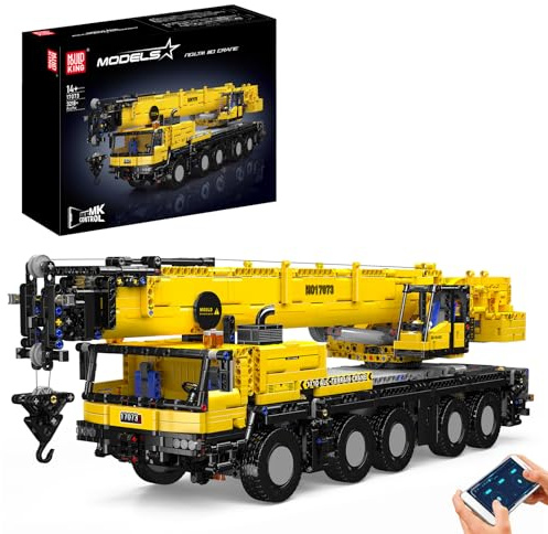 Mould King 17073 Engineering LTM All Terrain Remote Controlled Construction Crane Machine Model Building Set (3218 Parts) Home and Display