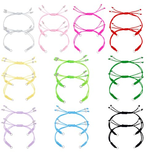 UNICRAFTALE 20 pulseras de nailon trenzadas ajustables en 10 colores, 20 cm, cordón de nailon con perlas, pulsera de cuerda trenzada, pulseras de la amistad para hacer joyas para mujeres