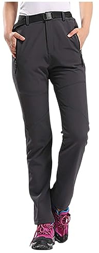 Pantalón de softshell para mujer, invierno, forro, resistente al agua, pantalones de senderismo, pantalones cálidos de invierno con bolsillos, pantalón de jogging, cómodo, pantalones de entrenamiento