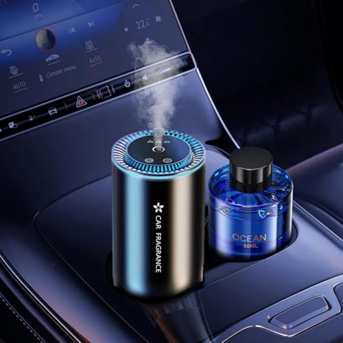 AI Profumatore Auto Diffusore con 50 ml di Profumo (Colonia), Elettrico Fragranze Deodorante, ON/Off Automatico, Nebulizzatore ad Ultrasuoni, 3 Modalità, Batteria Integrata, Durata di 5 Mesi BJ-577