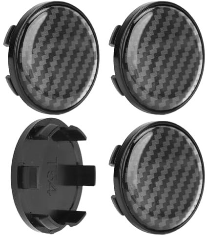 4 Uds. Tapas Centrales de Rueda Universales Estilo Fibra de Carbono Cubiertas de Tapacubos de Plástico de 54mm para Llantas de Coche Anillo de Seguridad Elástico para un Ajuste