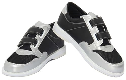 Hiuzylqx Chaussures de Bowling pour Hommes Baskets Bowling Jardin Confortables Baskets à la Mode Grande Taille,Black Silver,42 EU