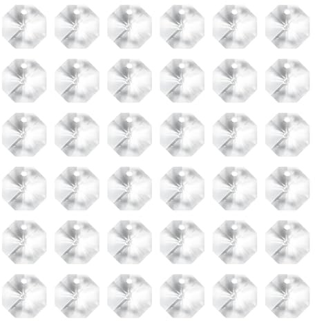 PATIKIL 40 Pezzi Pendenti In Cristallo, 14mm, Perline Ottagonali, Trasparente, Acchiappasole in cristallo, Pendenti per Lampadario Decorazione, Finestra, Giardino, Casa