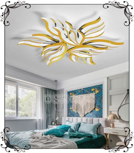 WSXEDC Dimmable Ceiling lamp LED Gold Ceiling Light 90W Large Living Room Ceiling Lighting Creative Modern Bedroom Light Ceiling DIY for Living Room Youth Room Dining Room Kitchen Ø85cm