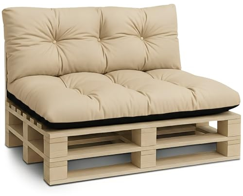 Amazinggirl Cojines para palets Exterior Cojín de Respaldo 120x40 cm - Cojin por Palet o Almohada jardín por Banco terraza balcón y Patio Almohadas para Asiento en Jardin Beige