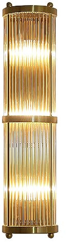 Modern Half Cylinder Crystal Wall Sconce - Mid Century E14 Stainless Steel Bathroom Light Fixture, Long Tube Wall Lamp for Bedroom, Living Room, Hallway, Stylish Lighting Decor