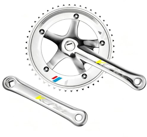 165 Mm Aluminiumlegering Cykel Vevsats 48T Kedjering Cykel Vevarm | Hålintegrerade Vevarmar I Ett Par, Direktmonterad Vevställning För Fixgearcyklar Och Banacyklarl(Silver)
