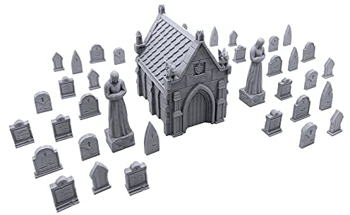 EnderToys Mausoleum Graveyard Scene, Terrain Scenery for Tabletop 28mm Miniatures Wargame, 3D Printed and Paintable