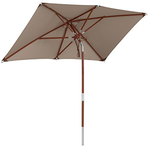 anndora Sonnenschirm 2,5 x 1,5 m eckig Gartenschirm Knicker Dark Natural