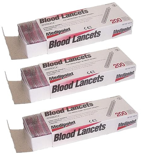 MEDIPOINT Stainless Steel Lancets – 200 Count (Pack of 3) | Sterile, Disposable, Individually Wrapped | Ultra-Keen Needle Point for Fingertip Blood Sampling and Precision Skin Care | Made in USA