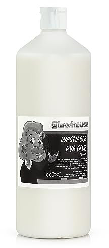 The Glowhouse Prämie1000 ml auswaschbarer PVA-Kleber, 1 Liter Öko-Bastelkleber, Schul-Schleim (weiß)