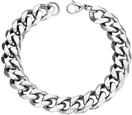 PROSTEEL Stainless Steel Cuban Bracelet Chunky Wrist Chain 19CM