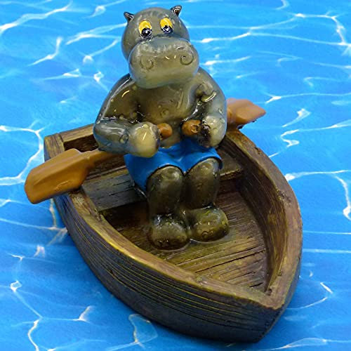 Pommerntraum ® | Schwimmtier Schwimmfigur Teichdekoration Teichfigur Gartendekoration Dekorationsfigur Gartenteich SwimmingPool Aquarium (Nilpferd Hippo)