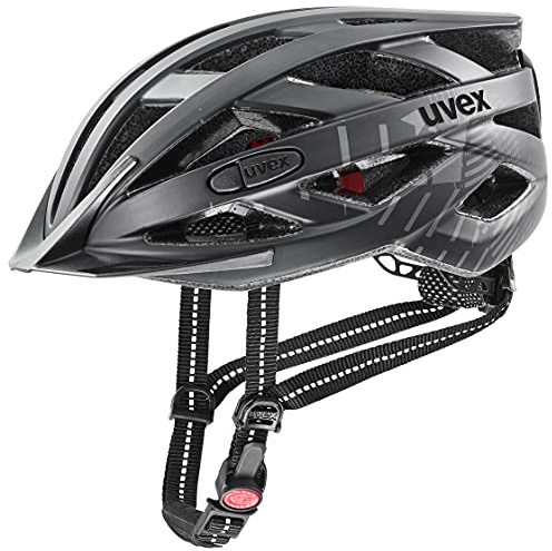 uvex City i-vo - Leichter Fahrradhelm für Damen und Herren - individuelle Größenanpassung - LED-Licht - All Black matt - 52-57 cm
