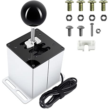 Palumma USB Simulator Shifter, PC USB Simulation Game 6/7+ R H Gear Shifter, Logitech G29 G27 G25 G920 Thrustmaster T300RS/GT Steering Wheel (Optional) (7 + R White)