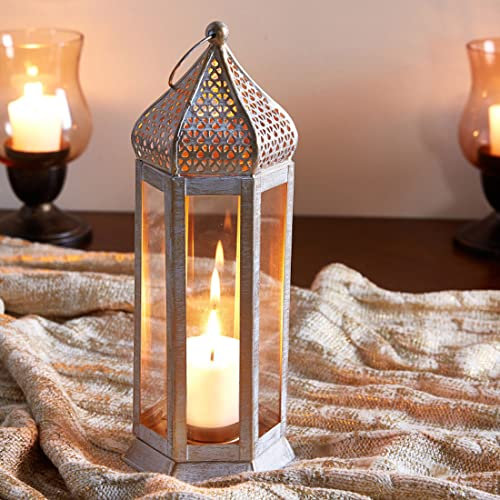 MARRAKESCH Boho Style Laterne Raki 23cm Orientalische Windlichter Laternen für draußen als Balkon deko oder innen als Fensterbank Dekoration