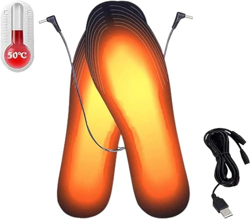 Beheizbare Einlegesohlen, Sohlenwärmer, Fußwärmer Elektrisch, Schuhheizung,Thermosohlen, Wärmesohle USB, Wiederaufladbar, Zuschneidbar, Waschbar, 35/40, fur Herren Damen