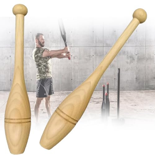 JINGEDD 0.77lb/1.10lb/1.65lb/2.20lb3.30lb Wooden Exercise Club Solid Wood Exercise Club Bells,Fitness/Training/Exercise Warm Up Clubbell,Arm Weights Trainer Weighted Club Bar,1.0kg/2.20lb