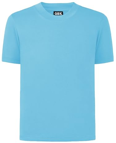 QBK 2T to Youth Neon Shirt Kids UPF 50+ Dry Fit Athletic Short Sleeve Rash Guard T Shirts for Boys Girls Sports Undershirt (Baby Blue S)