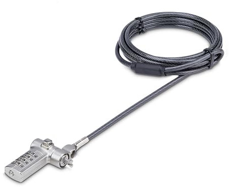 StarTech.com Universal Laptop Cable Lock 6.6ft (2m), Serialized Security Cable, Compatible With Noble Wedge/Nano/K-Slot