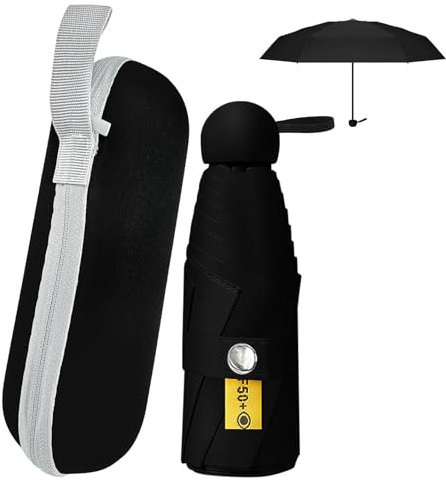Xpieoyrm Faltbarer Reise 8 Rippen Mini Regenschirm, kompakter für Sonne und Regen, Winddichter Regenschirm mit Kapselhülle, Taschenschirme für Männer und Frauen