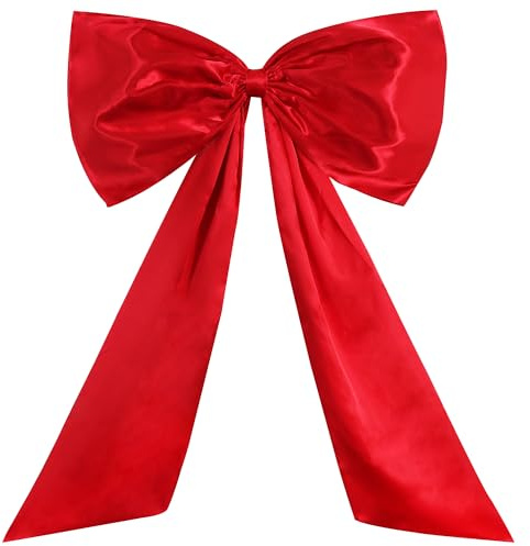 TONIFUL 24 x 42 Inch Giant Red Bow Large Bow for Tree Room Wall Front Door Car Photo Backdrop Decor Valentines Decoration Christmas Birthday Wedding Baby Shower Outdoor Decorations