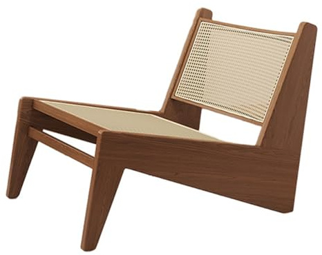Sillón de ratán, diseño moderno de mediados de siglo, sin brazos, adecuado para sala de estar, oficina en casa, habitación de invitados, balcón y terraza, madera de cerezo