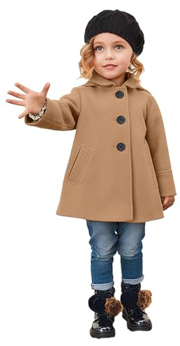 cenozo Abrigos para Niña,Chaqueta Niña Invierno con Bolsillos, Solapa Tipo Chaqueta,Botonadura Sencilla,Mangas Largas,Chaqueta Transicional para Niñas de 2 a 8 Años