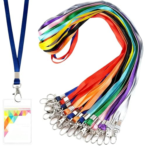 30 Stück Schlüsselbänder zum Umhängen Bunt, 10 Farben Lanyard Schlüsselband Bunt, Umhängeband Schlüsselband Lang mit Swivel Schließe, Nylon Lanyards mit Karabiner für ID-Karte Schlüssel Ausweishalter