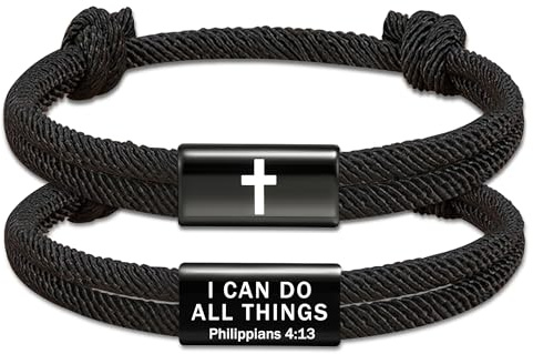 ESPVO Cross Bracelet for Boys Men Teen Kids Gifts Confirmation First Communion Christian Bible Verse Religious Catholic Baptism Him Jesus Prayer Jewelry Joshua 4 13 Tween Year Old