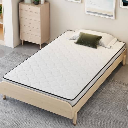 DUlVBPE Fjädermadrass, mått: 90 × 200 cm, tjocklek: 10 cm, hårdhetsgrad: H3, med ergonomiska moduler och avlastning av ländryggen; rullad madrass